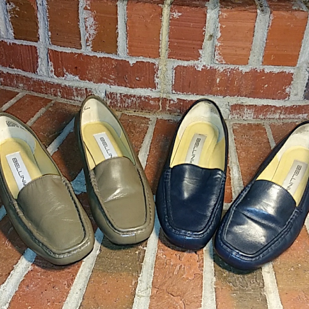 2 Pairs BELLINI shoes . Tan and dark blue color